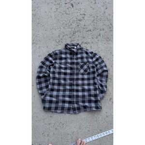 Quiksilver Gray‎ Plaid Flannel Button-Up Shirt Men's Size M Modern Fit